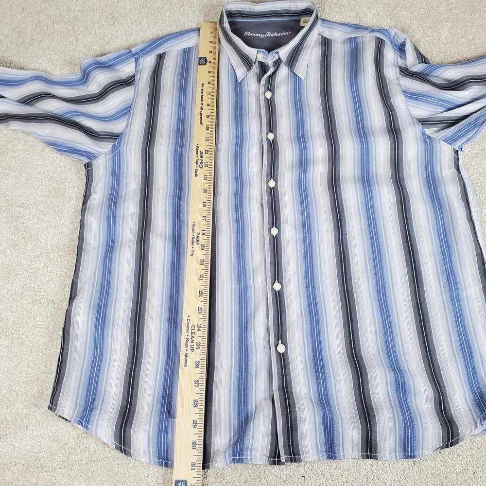 Tommy Bahama Men's Button Up Shirt Size XL Long Sleeves Striped Blue Gray White - Picture 6 of 16